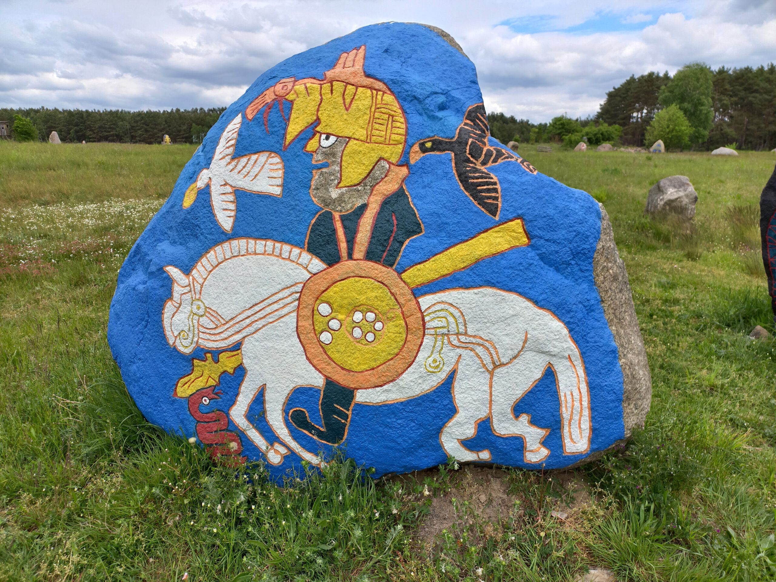 Künstlerische Darstellung vom nordischen Gott Odin im Findlingspark bei Henzendorf